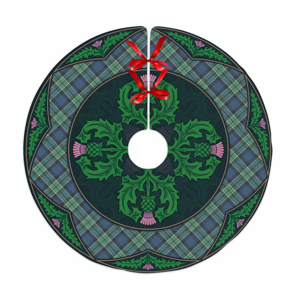 Scottish Leslie Hunting Ancient Clan Tartan Christmas Tree Skirt Old Scottish Thistle Flower No Tassels Tartan Plaid 1