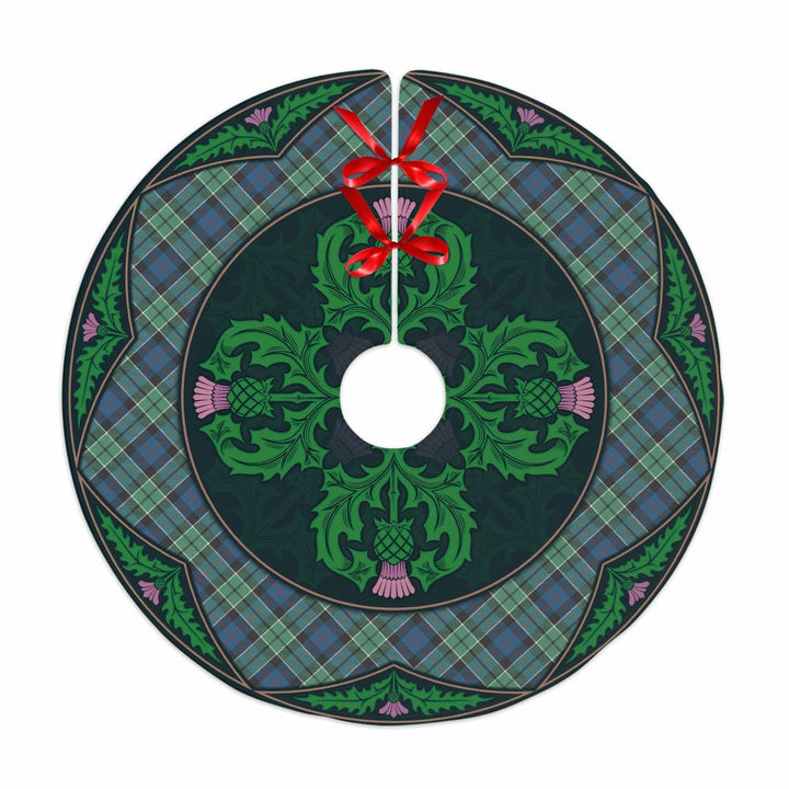 Scottish Leslie Hunting Ancient Clan Tartan Christmas Tree Skirt Old Scottish Thistle Flower No Tassels Tartan Plaid 1