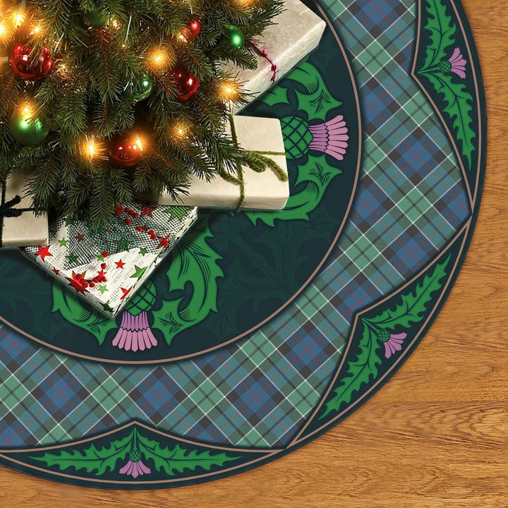Scottish Leslie Hunting Ancient Clan Tartan Christmas Tree Skirt Old Scottish Thistle Flower No Tassels Tartan Plaid 2