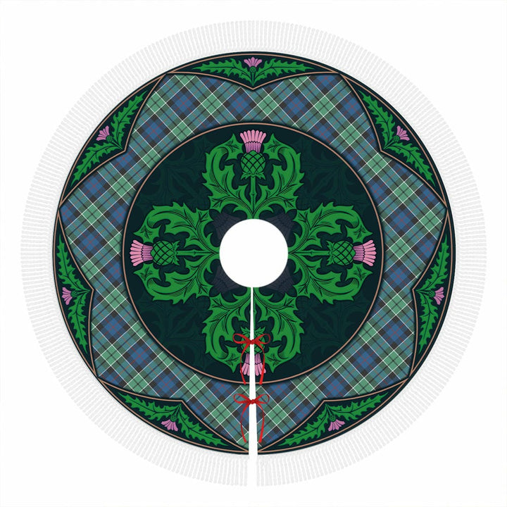 Scottish Leslie Hunting Ancient Clan Tartan Christmas Tree Skirt Old Scottish Thistle Flower Tassels Tartan Plaid 1
