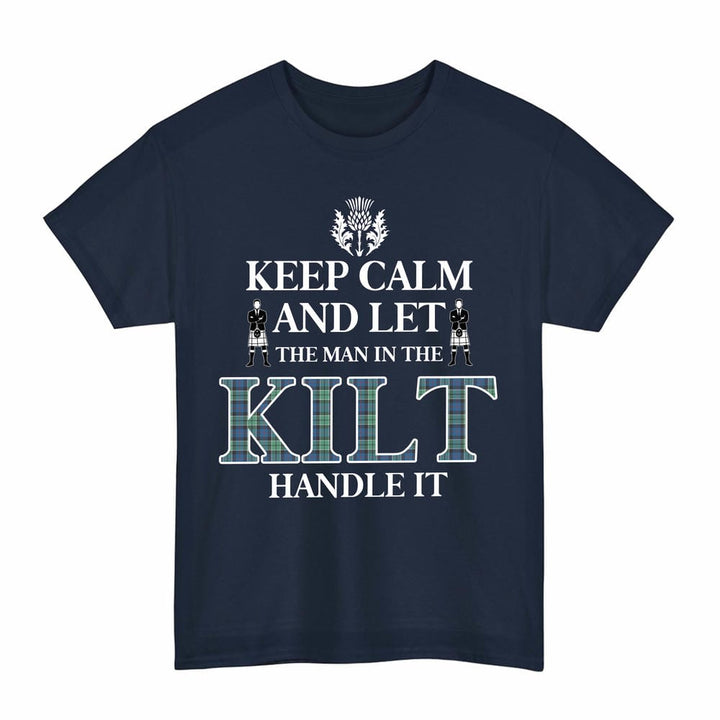 Scottish Leslie Hunting Ancient Clan Tartan T-Shirt - Keep Calm Tartan Plaid Navy Color