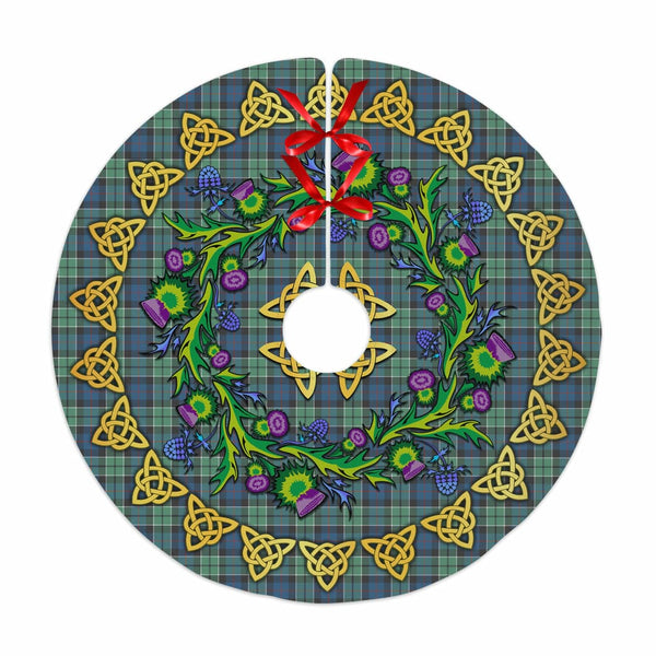 Scottish Leslie Hunting Ancient Clan Tartan Thistle Celtic Knot Christmas Tree Skirt No Tassels Tartan Plaid 1