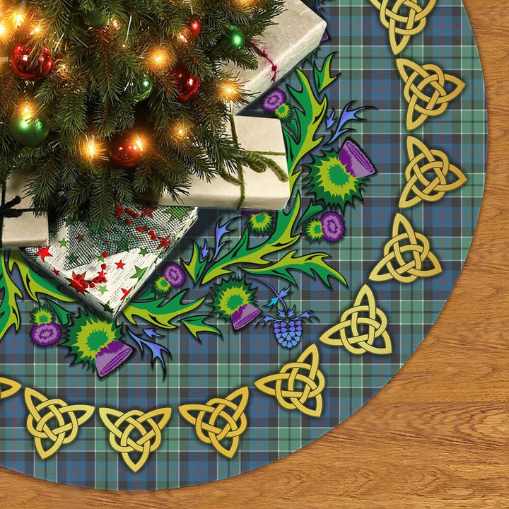 Scottish Leslie Hunting Ancient Clan Tartan Thistle Celtic Knot Christmas Tree Skirt No Tassels Tartan Plaid 2
