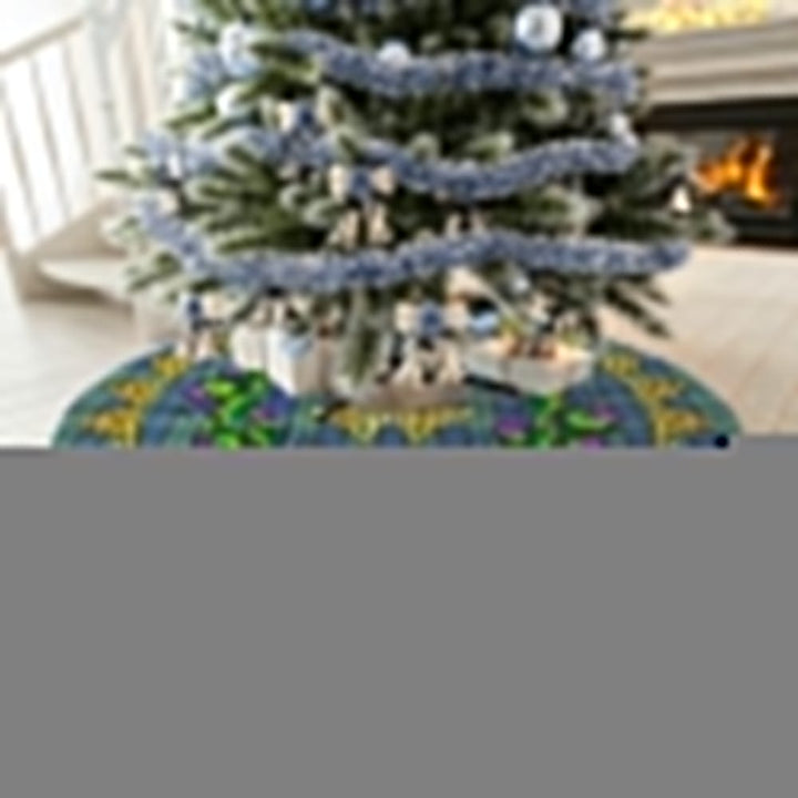 Scottish Leslie Hunting Ancient Clan Tartan Thistle Celtic Knot Christmas Tree Skirt No Tassels Tartan Plaid 3