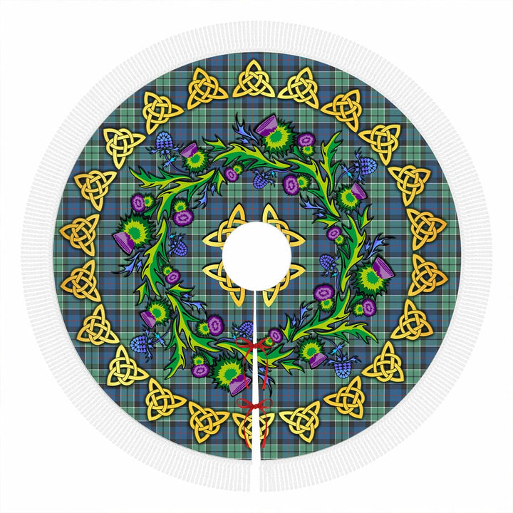 Scottish Leslie Hunting Ancient Clan Tartan Thistle Celtic Knot Christmas Tree Skirt Tassels Tartan Plaid 1