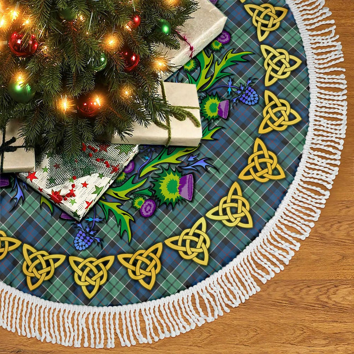 Scottish Leslie Hunting Ancient Clan Tartan Thistle Celtic Knot Christmas Tree Skirt Tassels Tartan Plaid 2
