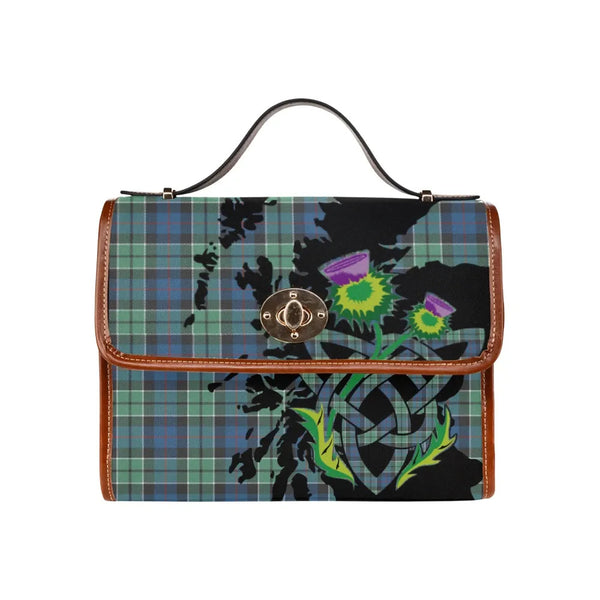 Scottish Leslie Hunting Ancient Clan Tartan Waterproof Canvas Bag With Thistle Tartan Plaid 2
