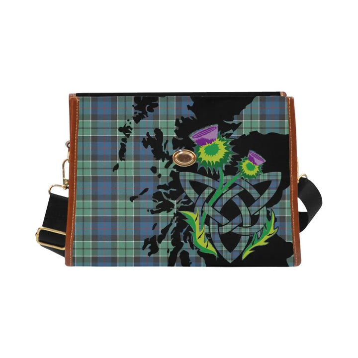 Scottish Leslie Hunting Ancient Clan Tartan Waterproof Canvas Bag With Thistle Tartan Plaid 1