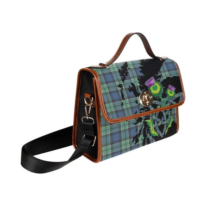 Scottish Leslie Hunting Ancient Clan Tartan Waterproof Canvas Bag With Thistle Tartan Plaid 3