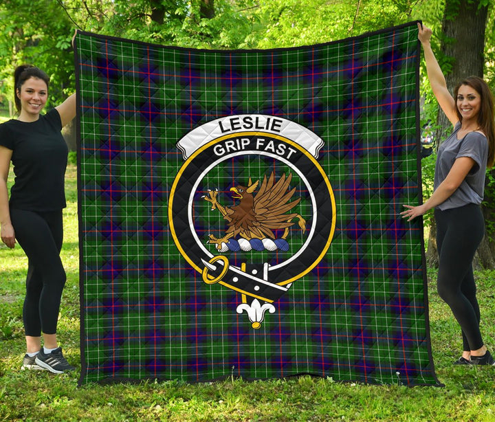 Scottish Leslie Hunting Clan Crest Tartan Quilt Tartan Plaid 1