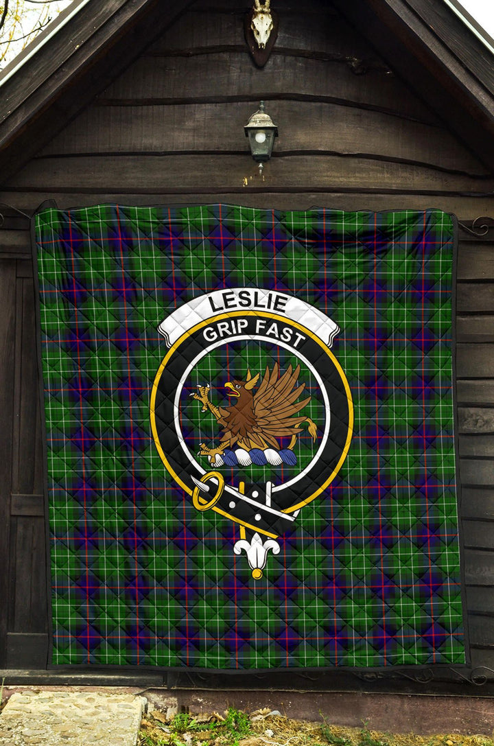 Scottish Leslie Hunting Clan Crest Tartan Quilt Tartan Plaid 3