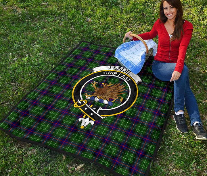 Scottish Leslie Hunting Clan Crest Tartan Quilt Tartan Plaid 4