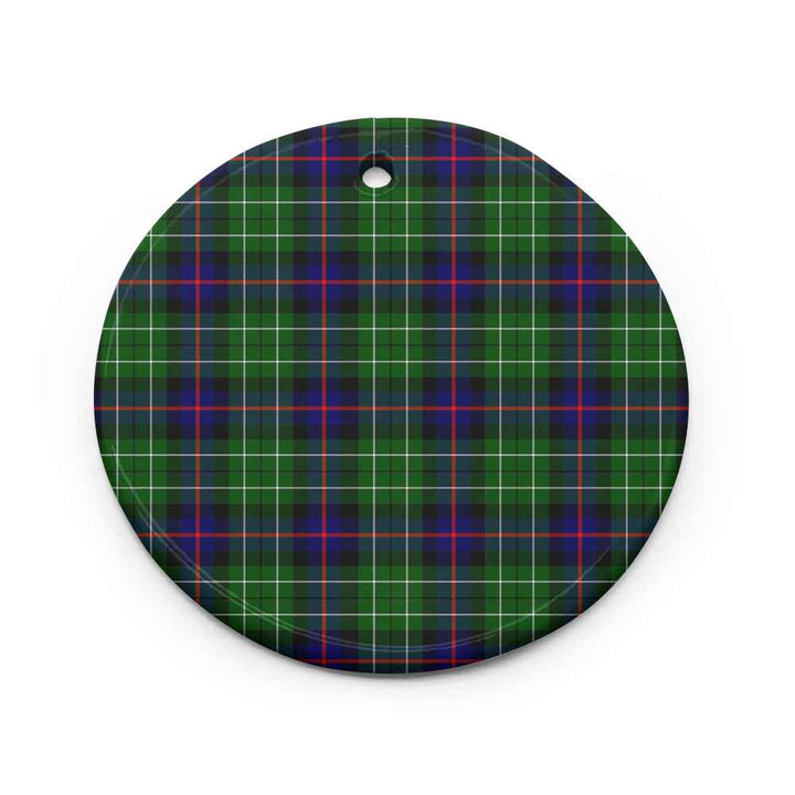 Scottish Leslie Hunting Clan Tartan Ceramic Ornament Circle Shape Tartan Plaid