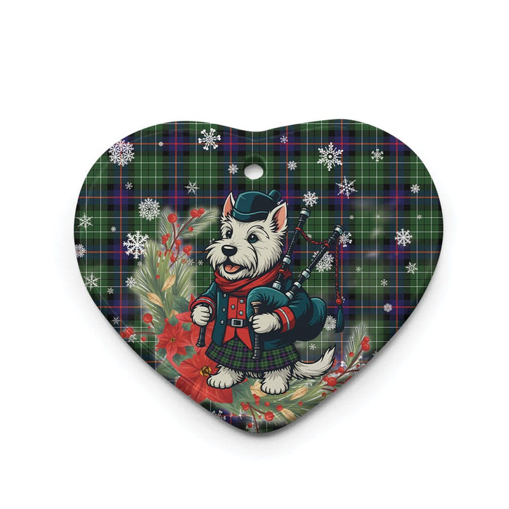 Scottish Leslie Hunting Clan Tartan Ceramic Ornament Cute Scottish Terrier Dog Heart Style Tartan Plaid