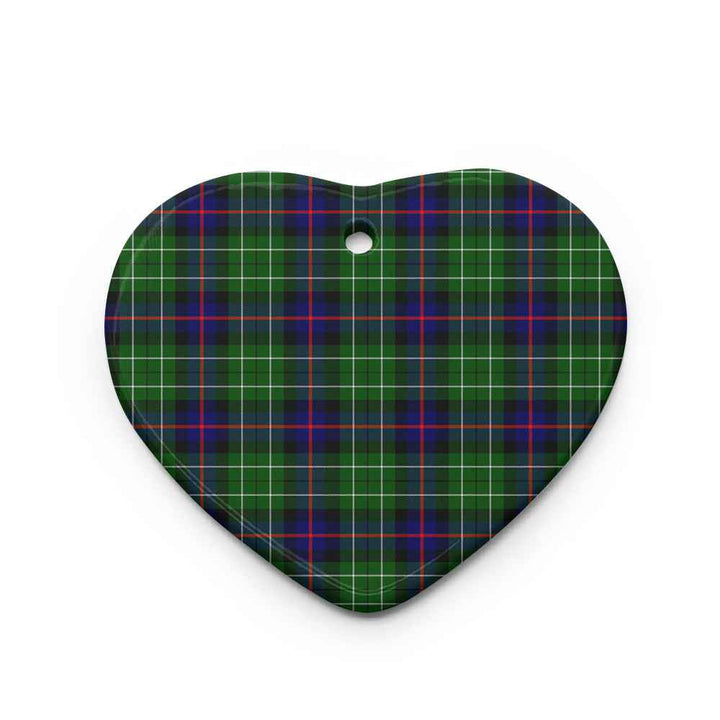 Scottish Leslie Hunting Clan Tartan Ceramic Ornament Heart Shape Tartan Plaid