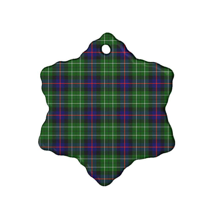 Scottish Leslie Hunting Clan Tartan Ceramic Ornament Snow Flake Shape Tartan Plaid