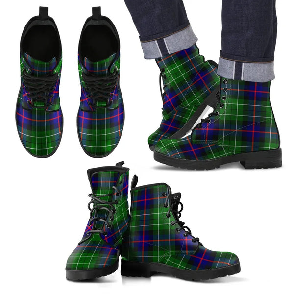 Scottish Leslie Hunting Clan Tartan Leather Boots