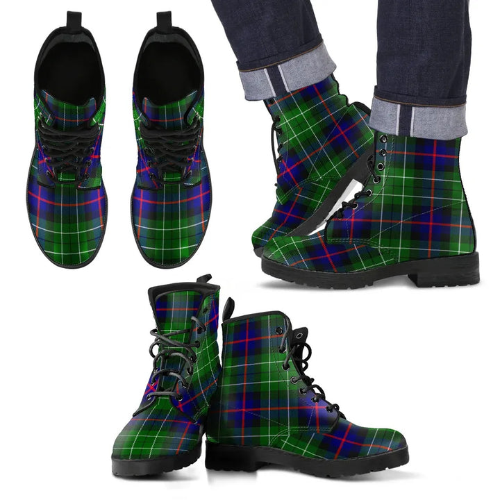 Scottish Leslie Hunting Clan Tartan Leather Boots