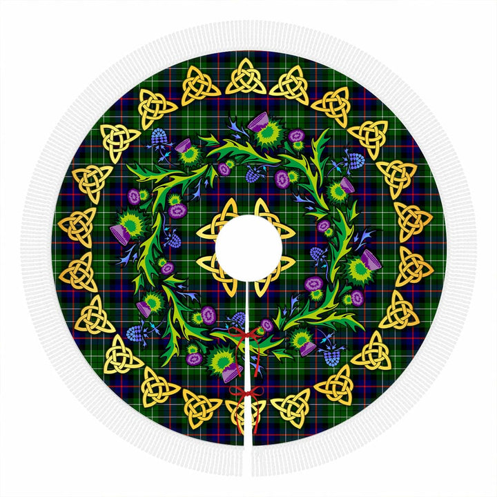 Scottish Leslie Hunting Clan Tartan Thistle Celtic Knot Christmas Tree Skirt Tassels Tartan Plaid 1