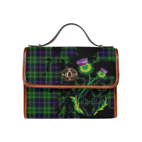 Scottish Leslie Hunting Clan Tartan Waterproof Canvas Bag With Thistle Tartan Plaid 2
