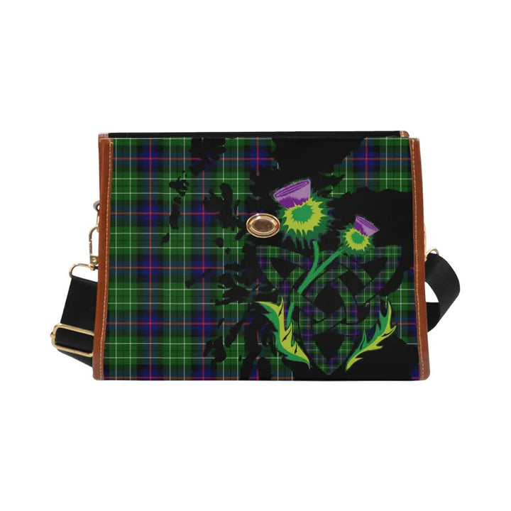 Scottish Leslie Hunting Clan Tartan Waterproof Canvas Bag With Thistle Tartan Plaid 2