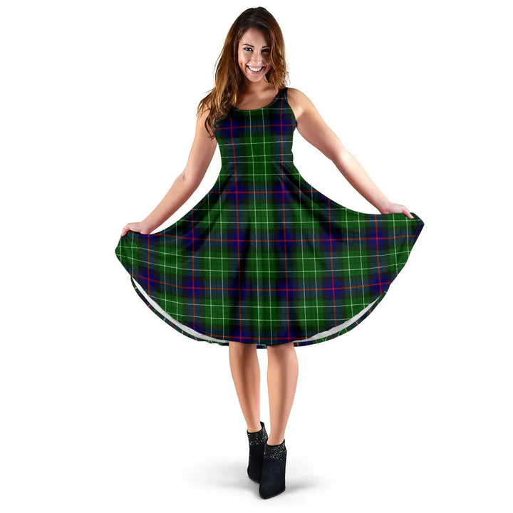 Scottish Leslie Hunting Clan Tartan Women Midi Dress
