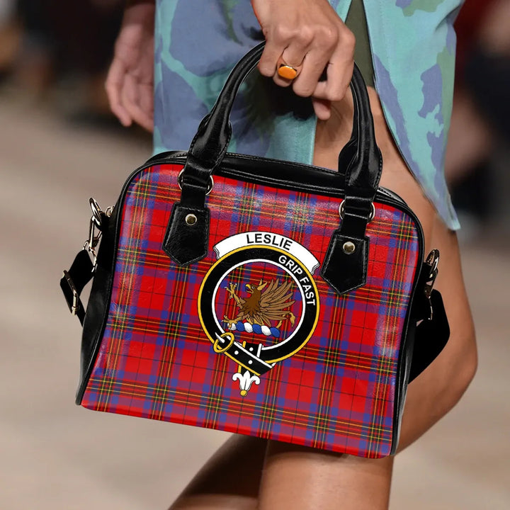 Scottish Leslie Modern Clan Crest Tartan Shoulder Handbag Tartan Plaid 3
