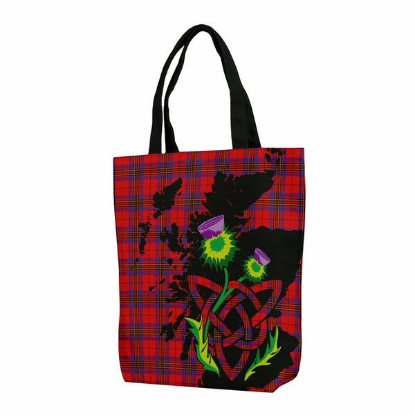 Scottish Leslie Modern Clan Tartan Canvas Bag With Shoulder Strap With Thistle Tartan Plaid 1