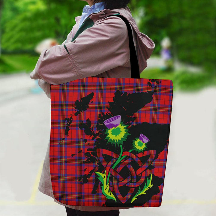 Scottish Leslie Modern Clan Tartan Canvas Bag With Shoulder Strap With Thistle Tartan Plaid 2