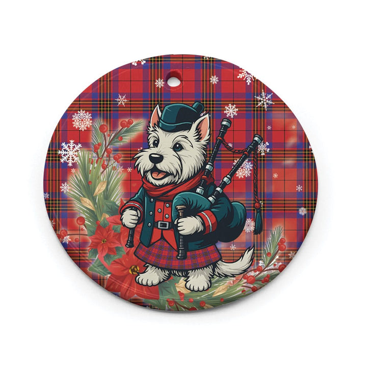 Scottish Leslie Modern Clan Tartan Ceramic Ornament Cute Scottish Terrier Dog Circle Style Tartan Plaid
