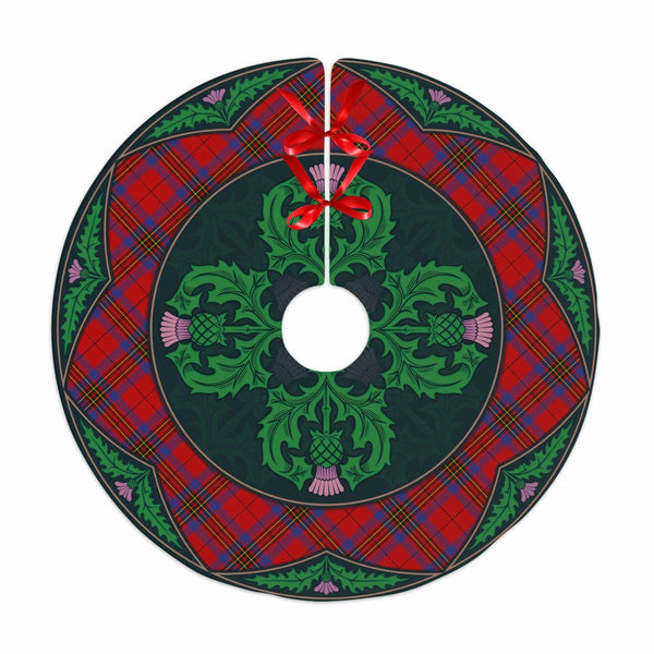 Scottish Leslie Modern Clan Tartan Christmas Tree Skirt Old Scottish Thistle Flower No Tassels Tartan Plaid 1