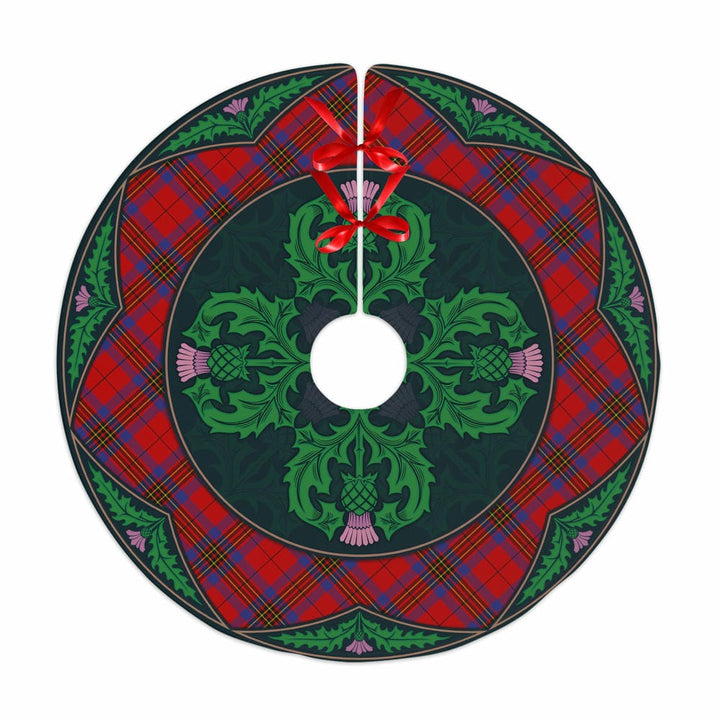 Scottish Leslie Modern Clan Tartan Christmas Tree Skirt Old Scottish Thistle Flower No Tassels Tartan Plaid 1