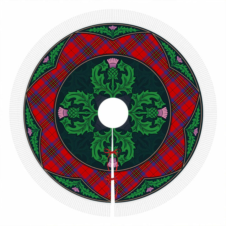 Scottish Leslie Modern Clan Tartan Christmas Tree Skirt Old Scottish Thistle Flower Tassels Tartan Plaid 1