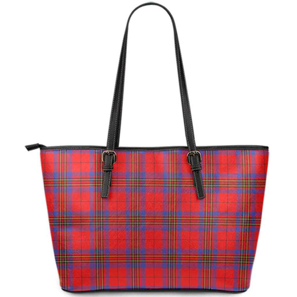 Scottish Leslie Modern Clan Tartan Leather Tote Tartan Plaid