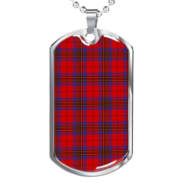 Scottish Leslie Modern Clan Tartan Military Dog Tag Necklace Tartan Plaid