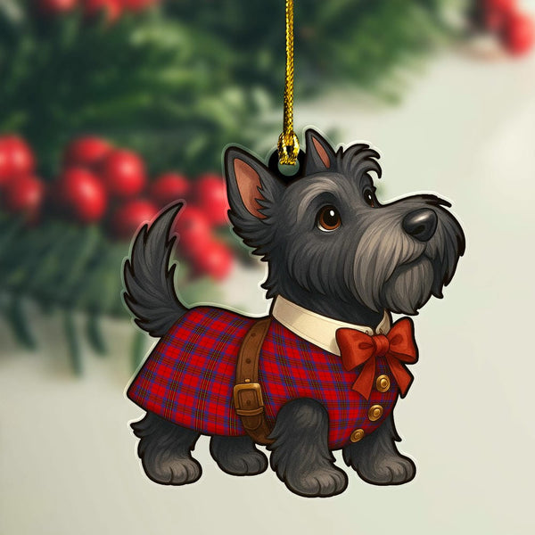 Scottish Leslie Modern Clan Tartan Ornament Scottie Dog Tartan Plaid