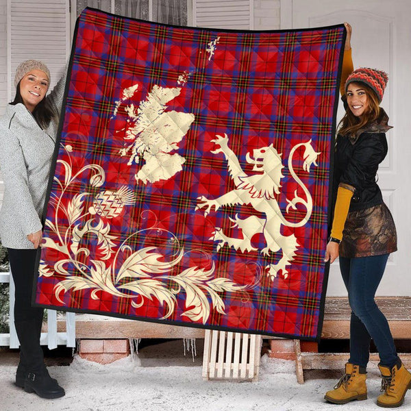 Scottish Leslie Modern Clan Tartan Quilt Rampant Lion with Thistle Tartan Plaid 2