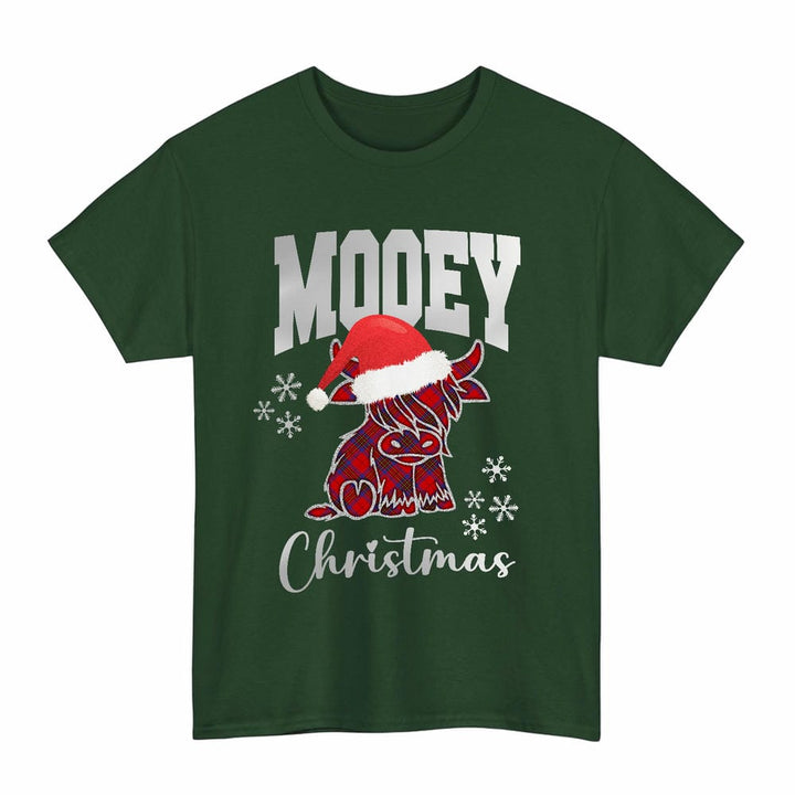 Scottish Leslie Modern Clan Tartan T-Shirt - Mooey Christmas Tartan Plaid Forest Green Color