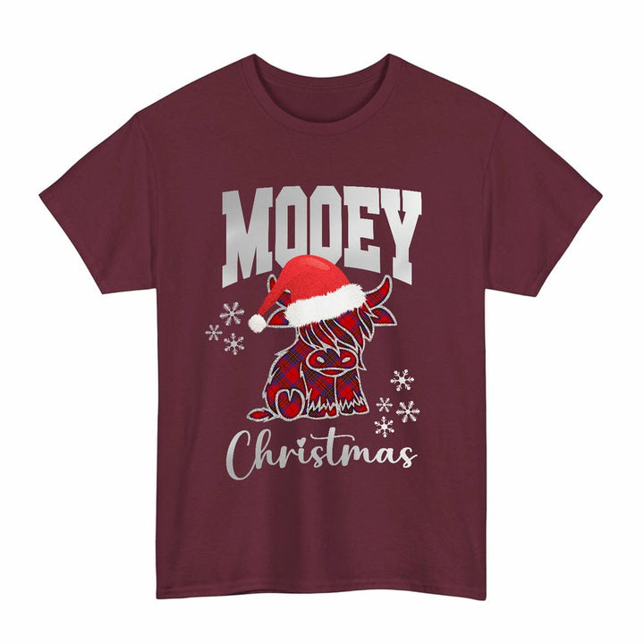 Scottish Leslie Modern Clan Tartan T-Shirt - Mooey Christmas Tartan Plaid Maroon Color