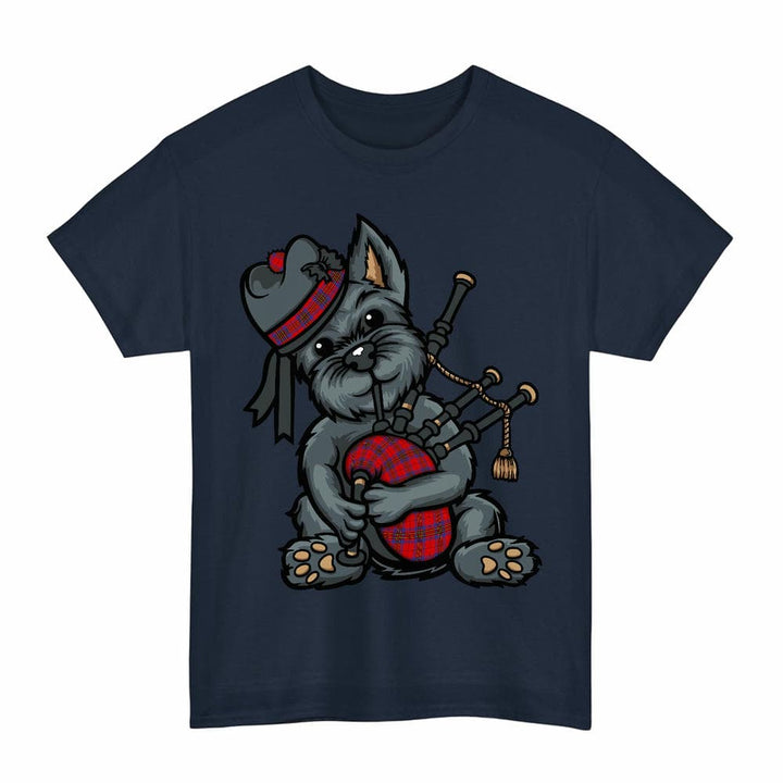 Scottish Leslie Modern Clan Tartan Terrier Bagpipes T-Shirt Tartan Plaid Navy Color