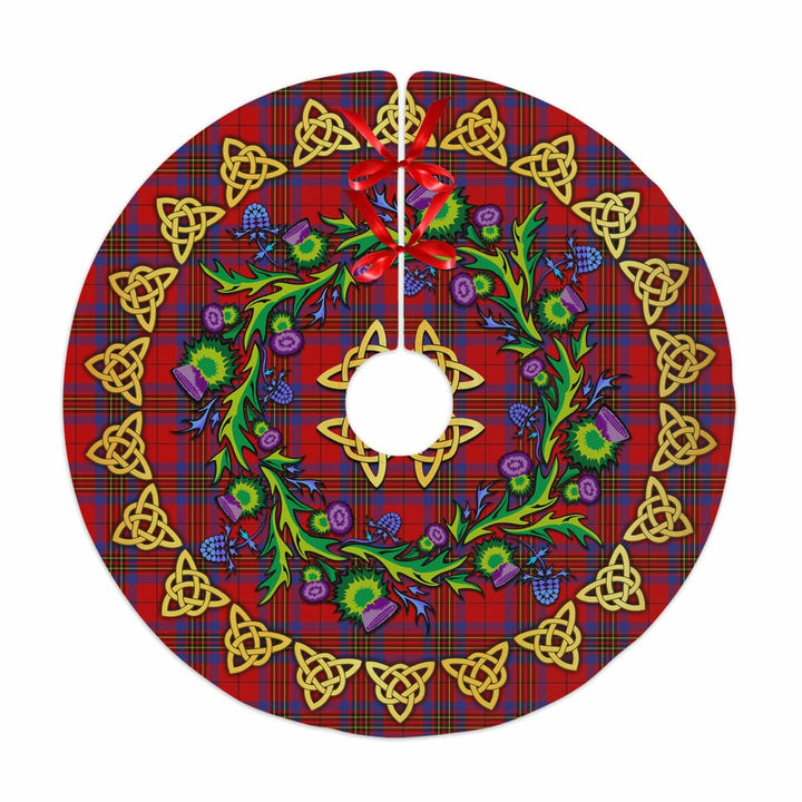 Scottish Leslie Modern Clan Tartan Thistle Celtic Knot Christmas Tree Skirt No Tassels Tartan Plaid 1