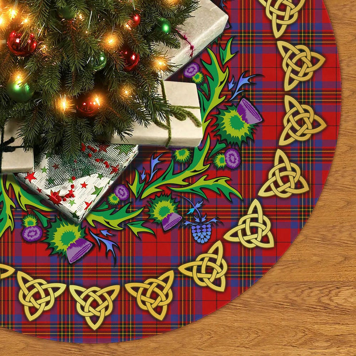 Scottish Leslie Modern Clan Tartan Thistle Celtic Knot Christmas Tree Skirt No Tassels Tartan Plaid 2