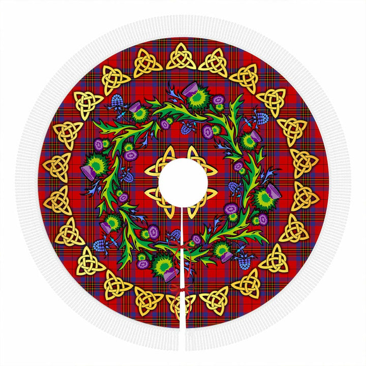 Scottish Leslie Modern Clan Tartan Thistle Celtic Knot Christmas Tree Skirt Tassels Tartan Plaid 1