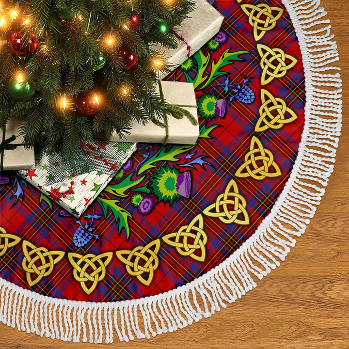 Scottish Leslie Modern Clan Tartan Thistle Celtic Knot Christmas Tree Skirt Tassels Tartan Plaid 2
