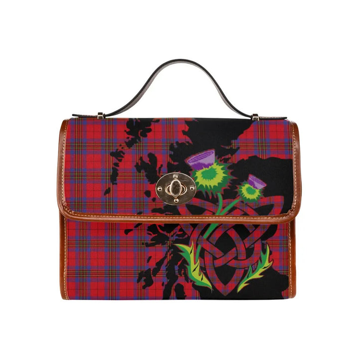 Scottish Leslie Modern Clan Tartan Waterproof Canvas Bag With Thistle Tartan Plaid 2