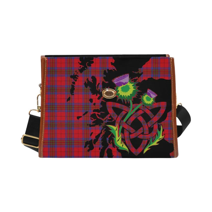 Scottish Leslie Modern Clan Tartan Waterproof Canvas Bag With Thistle Tartan Plaid 1