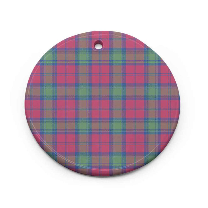 Scottish Lindsay Ancient Clan Tartan Ceramic Ornament Circle Shape Tartan Plaid