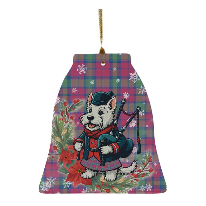 Scottish Lindsay Ancient Clan Tartan Ceramic Ornament Cute Scottish Terrier Dog Bell Style Tartan Plaid