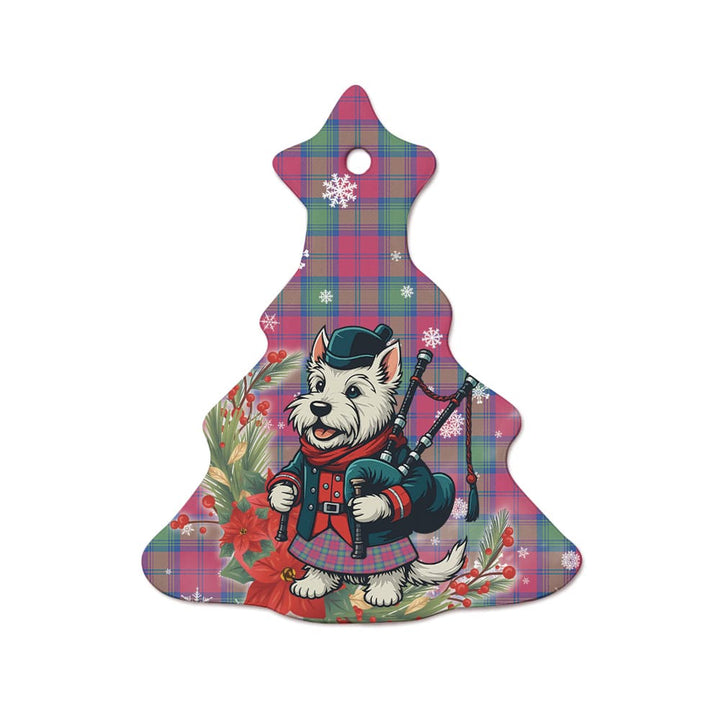 Scottish Lindsay Ancient Clan Tartan Ceramic Ornament Cute Scottish Terrier Dog Tree Style Tartan Plaid