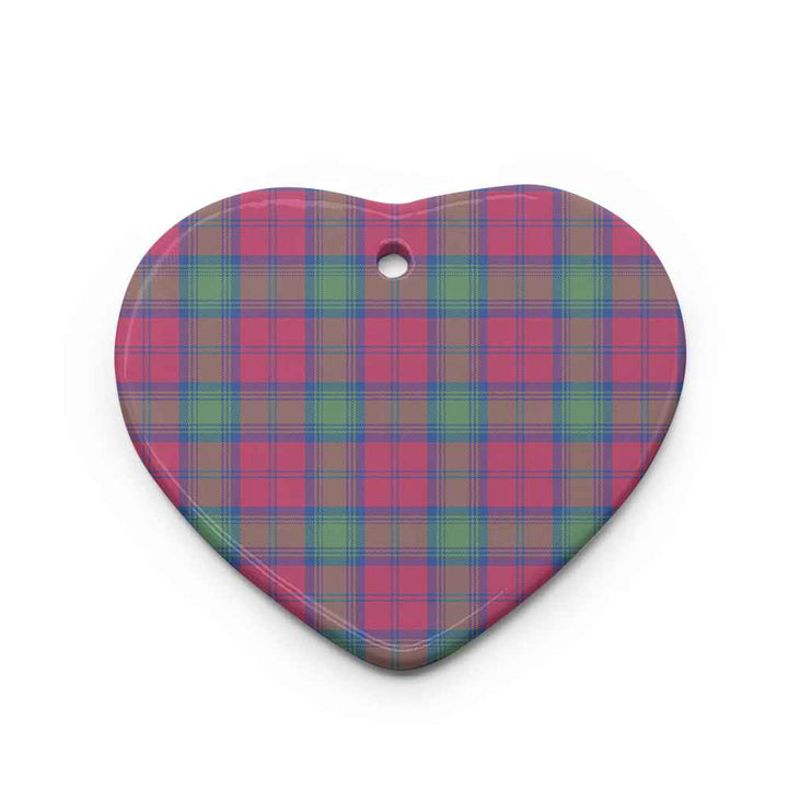 Scottish Lindsay Ancient Clan Tartan Ceramic Ornament Heart Shape Tartan Plaid